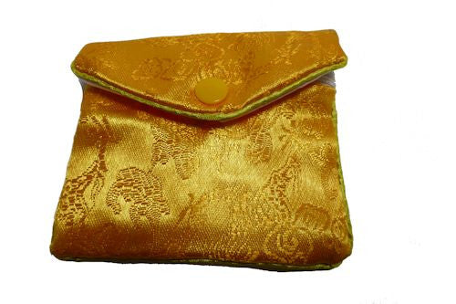 Chinese Purse - yellow swirl and flower medium