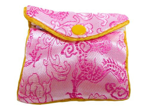 Chinese Purse - pink swirl and flower medium