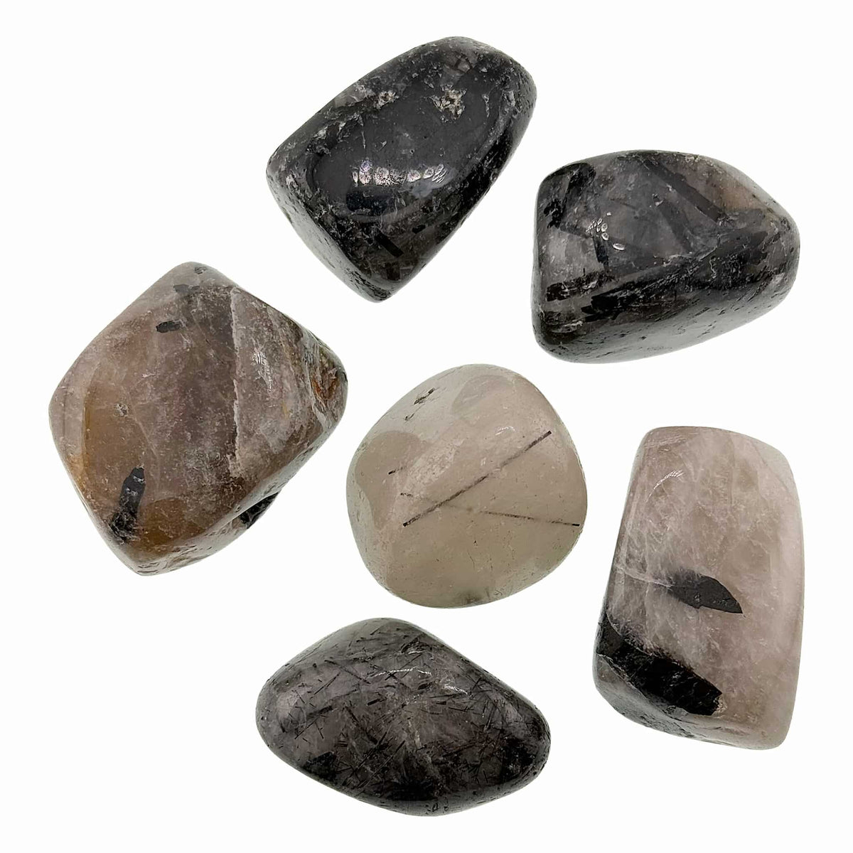 tourmalinated quartz large tumbled stone