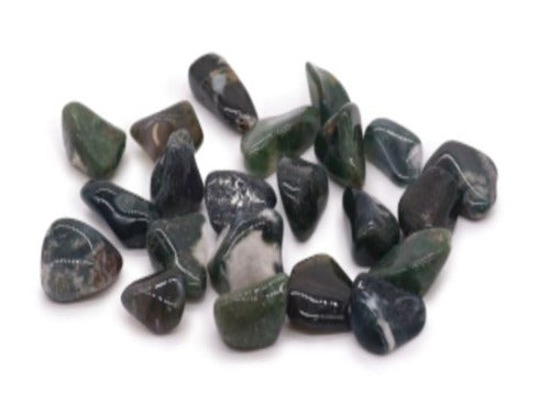 moss agate tumbled stones