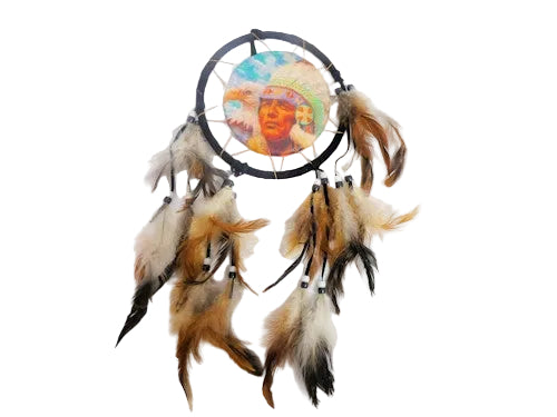 Round Dream Catcher with Indian Chief and Eagle