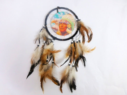 Round Dream Catcher with Indian Chief and Eagle