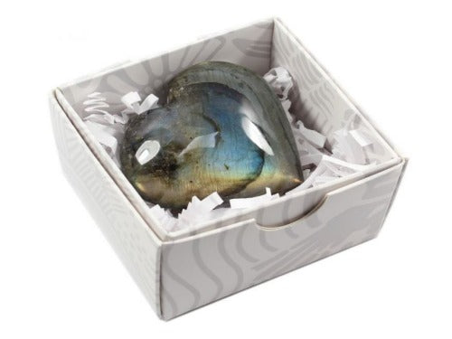 labradorite heart in box