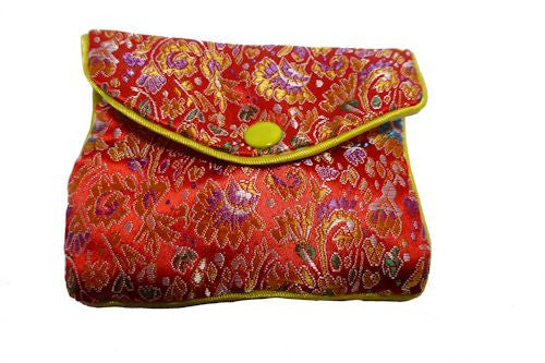 Chinese Purse - red with floral design medium